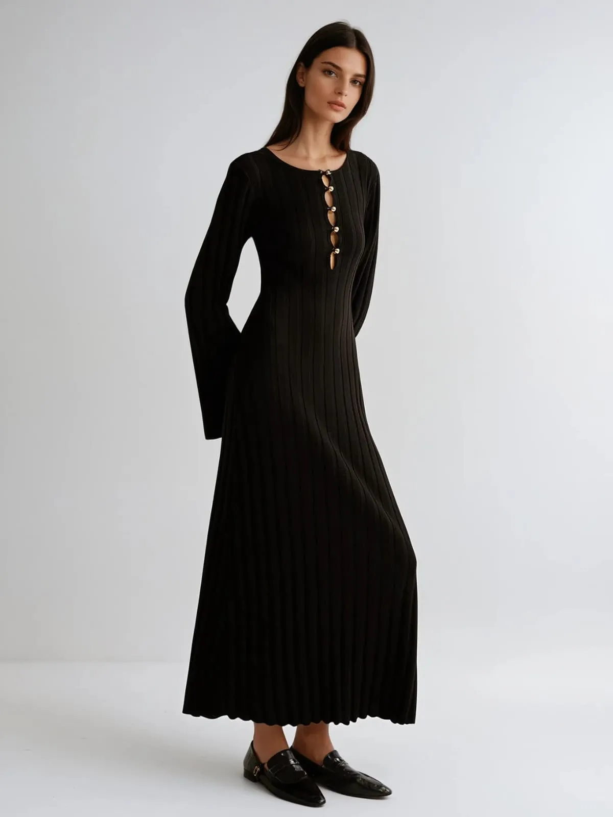 Mavora Bell Sleeve Knit Maxi Dress sold by Mew Mews product image thumbnail 3