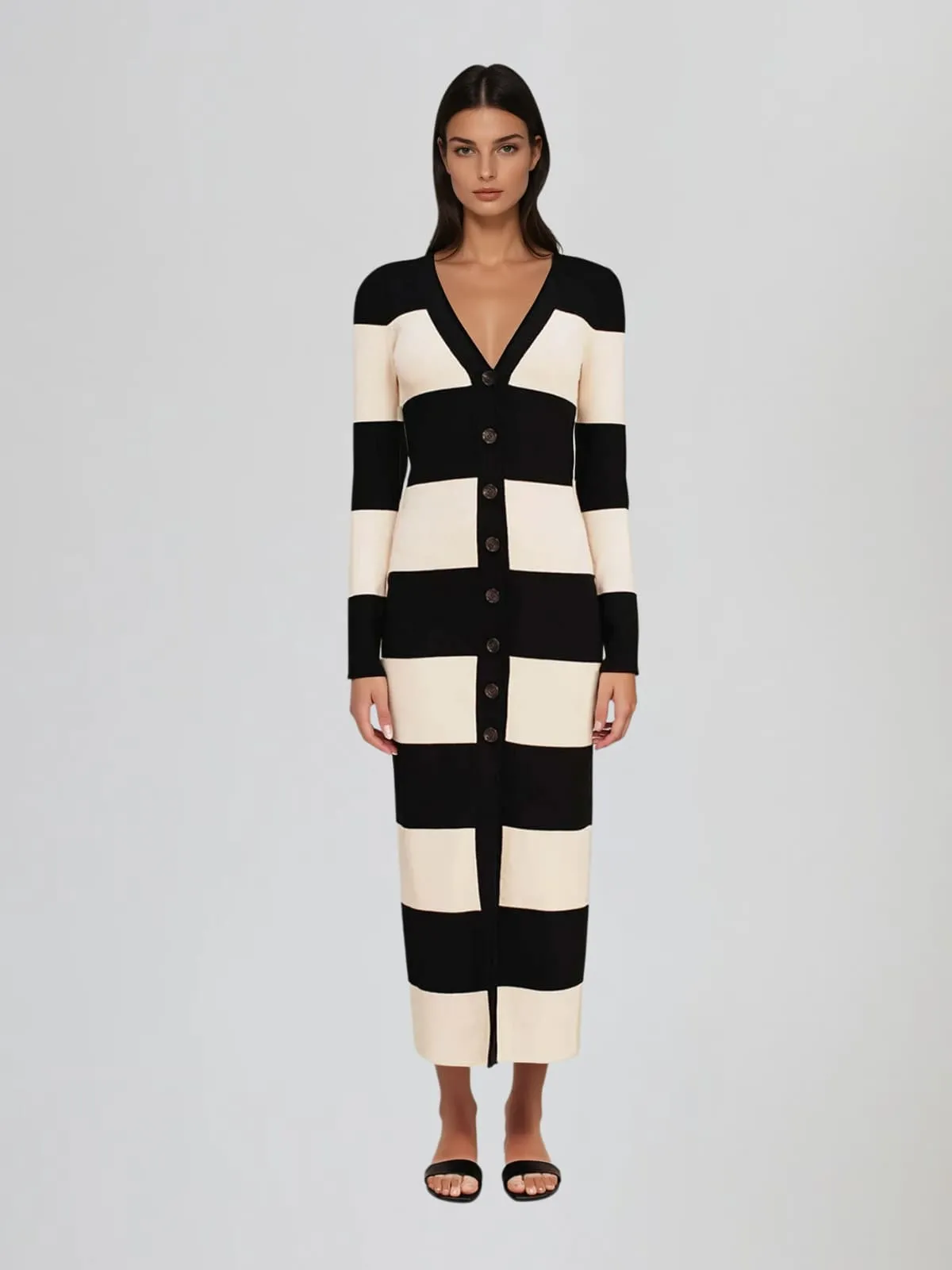 Katzent V Neck Stripe Maxi Dress sold by Mew Mews