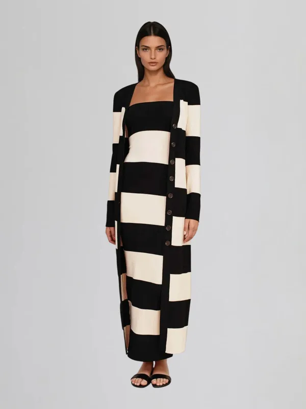 Katzent Strapless Stripe Maxi Dress made by Mew Mews