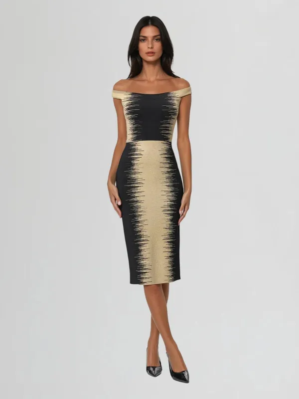 Uthorix Off Shoulder Bandage Midi Dress made by Mew Mews