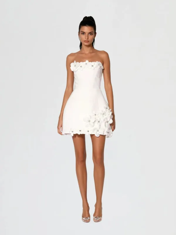 Xavon Strapless Flower Bandage Mini Dress sold by Mew Mews