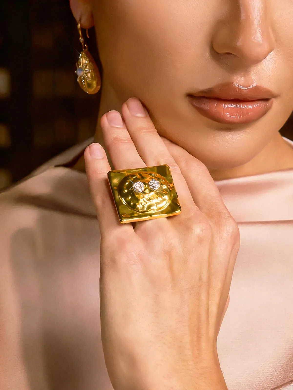 Aniketos Rhinestone Metallic Ring sold by Mew Mews product image thumbnail 3