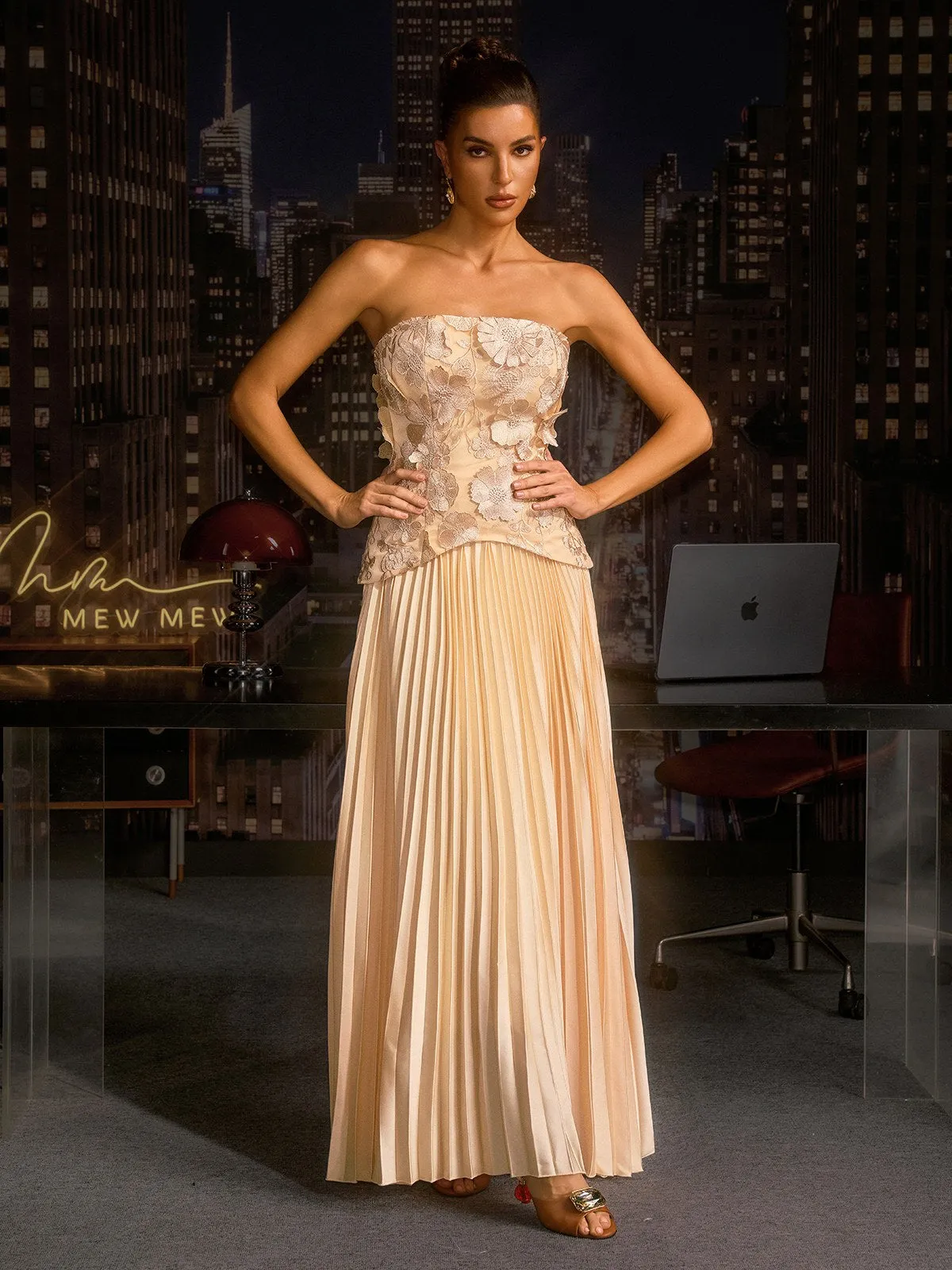 Anisha Flower Embroidered Pleated Skirt Set sold by Mew Mews product image thumbnail 2