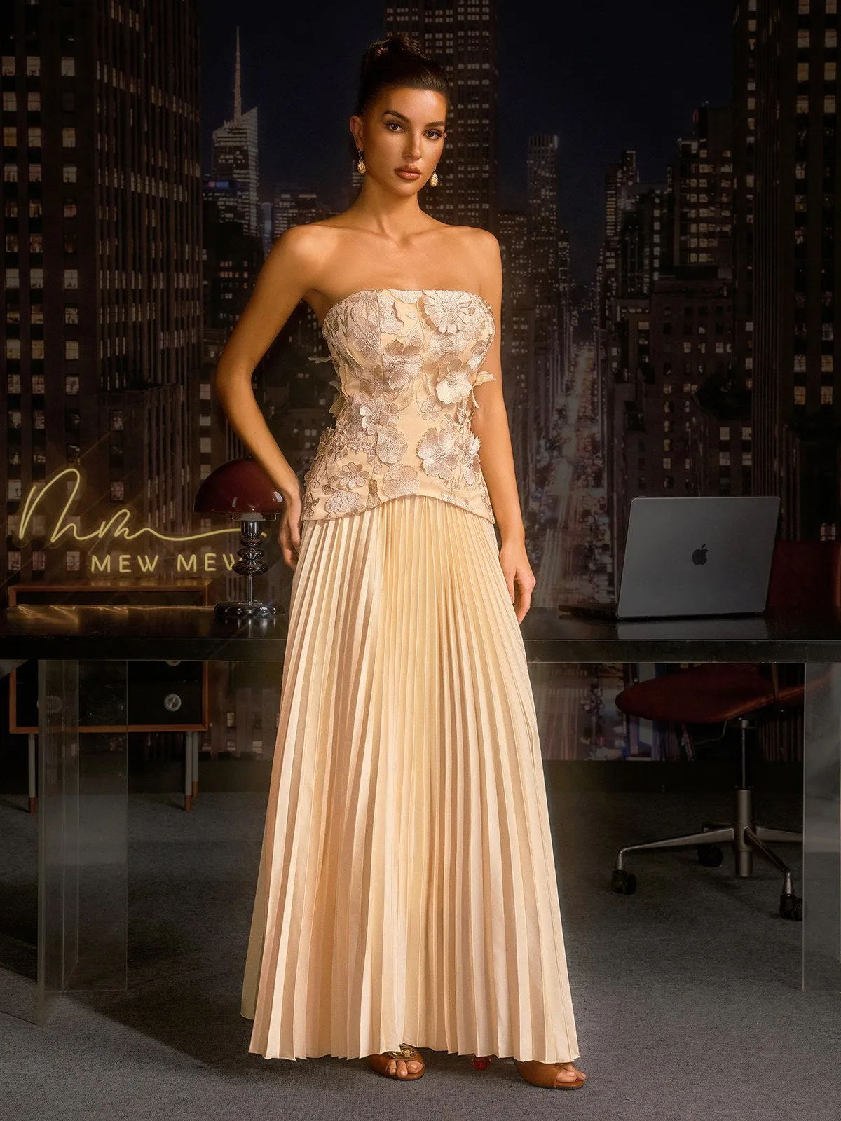 Anisha Flower Embroidered Pleated Skirt Set sold by Mew Mews product image thumbnail 5