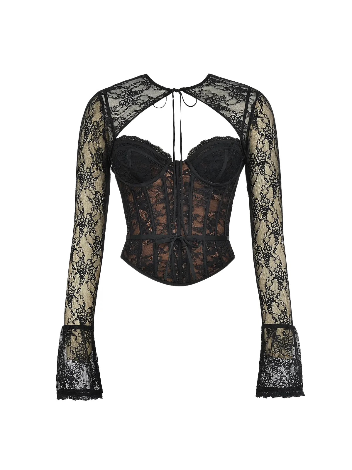 Oxalyx Long Sleeve Corset Lace Top sold by Mew Mews product image thumbnail 5