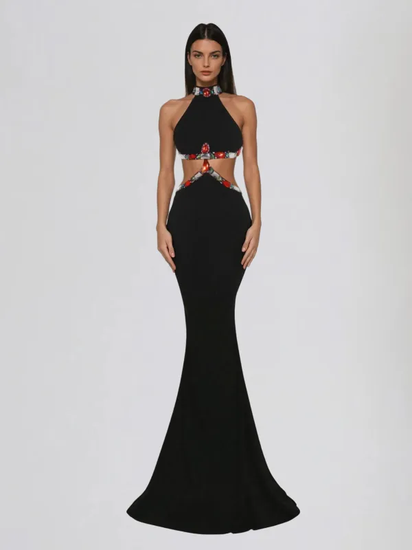 Sylthar Cutout Crystal Bandage Maxi Dress sold by Mew Mews