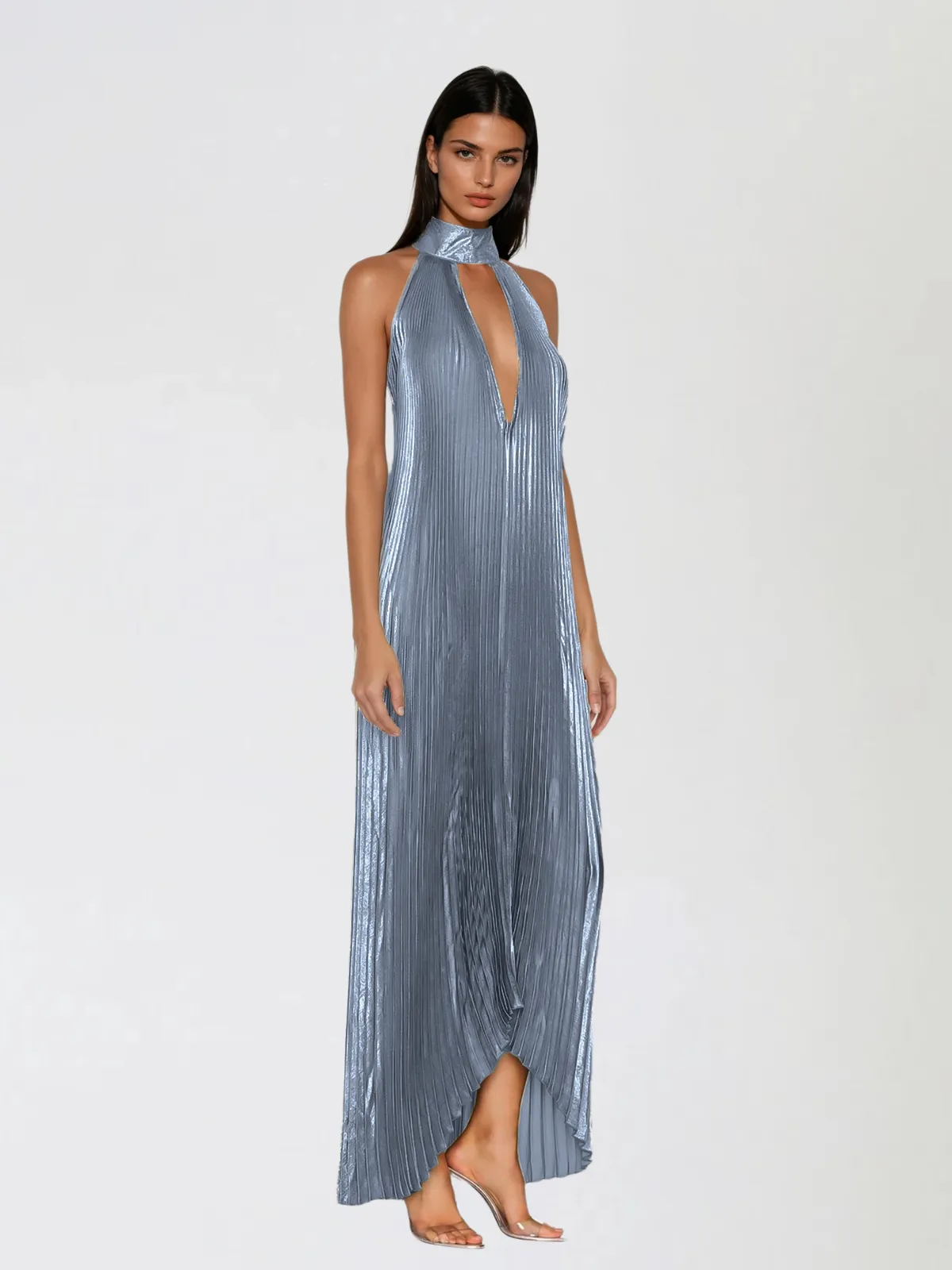 Wylith Backless Metallic Pleated Maxi Dress sold by Mew Mews product image thumbnail 2