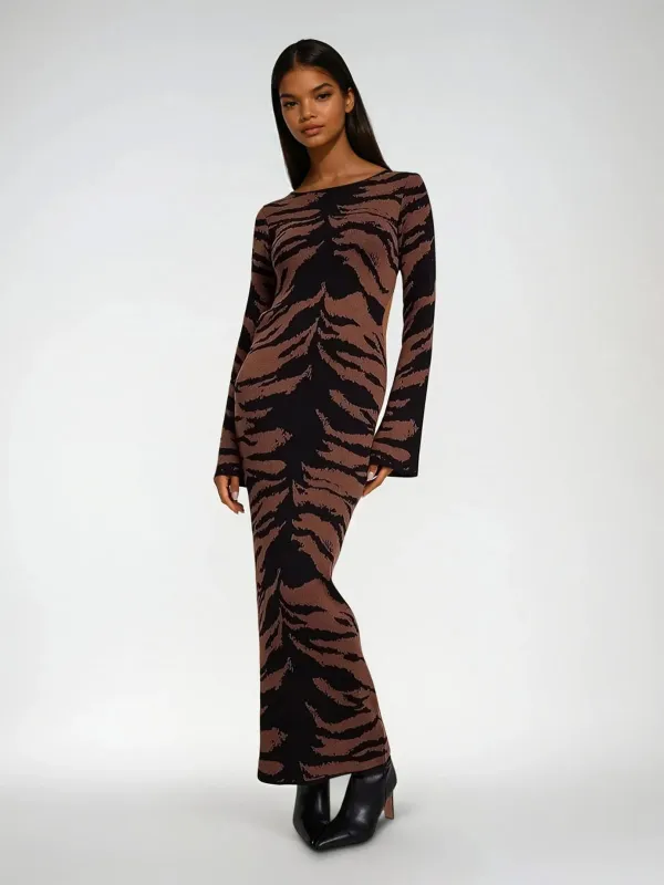 Nirith Leopard Cutout Maxi Dress made by Mew Mews