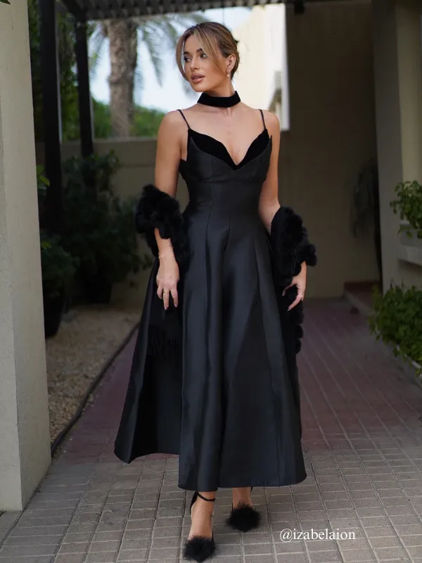 Lizina Spaghetti Satin Midi Dress sold by Mew Mews