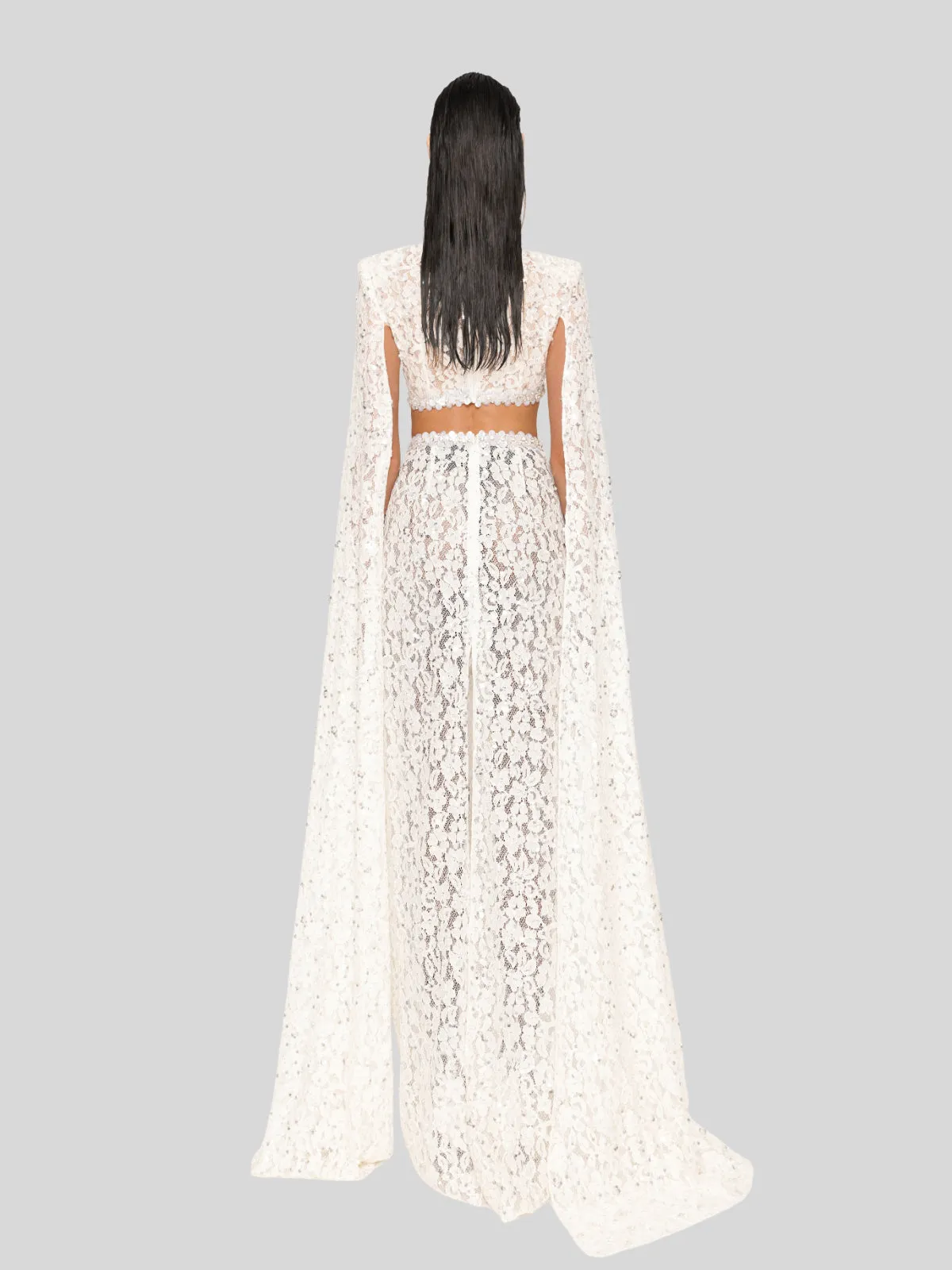 Nevra Cape Sleeve Rhinestone Cutout Maxi Dress sold by Mew Mews product image thumbnail 3