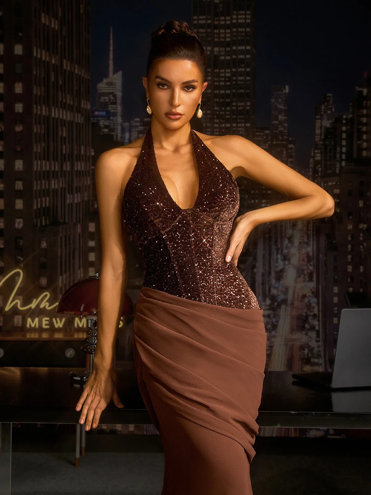 Anisij Halterneck Sequin Maxi Dress sold by Mew Mews product image thumbnail 4