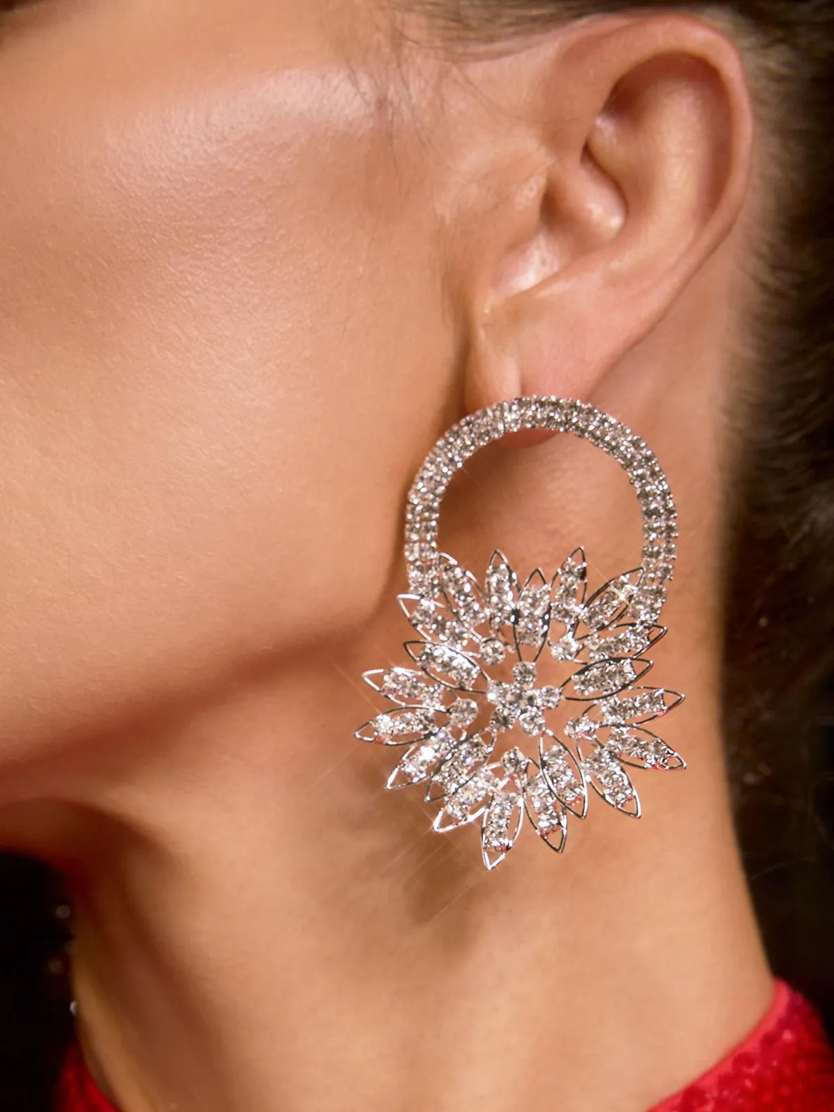 Lyzar Flower Crystal Earrings sold by Mew Mews product image thumbnail 3