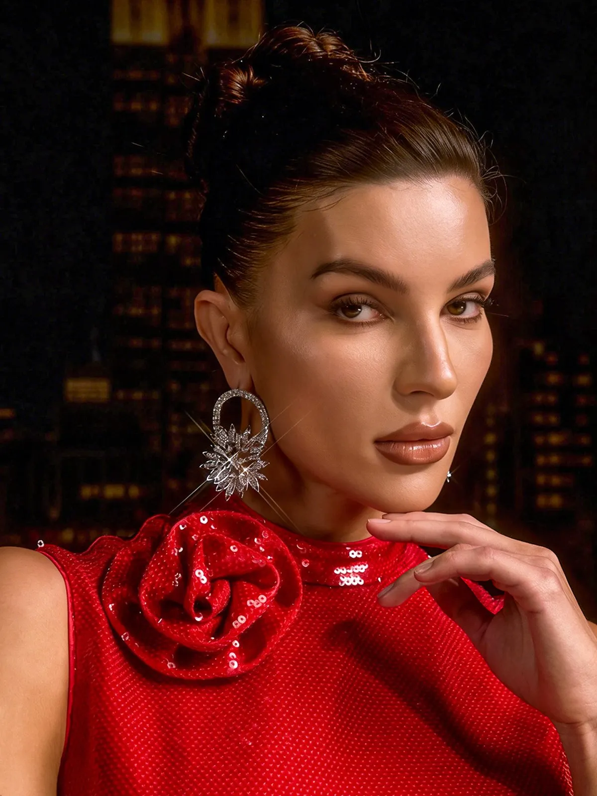 Lyzar Flower Crystal Earrings sold by Mew Mews product image thumbnail 4