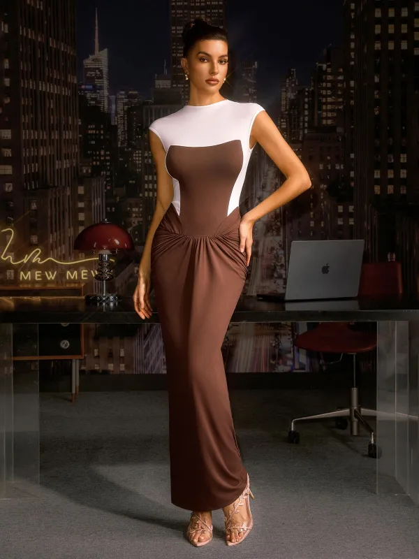 Helyxan Sleeveless Ruched Split Maxi Dress sold by Mew Mews