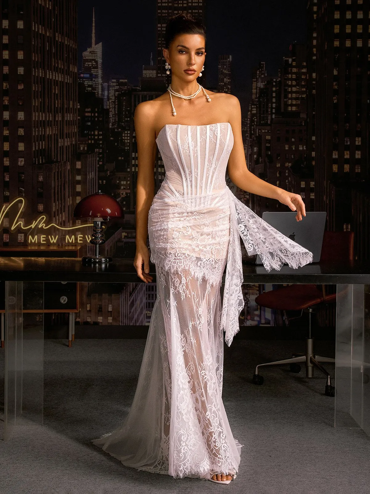 Yolita Strapless Lace Corset Dress Set sold by Mew Mews product image thumbnail 3