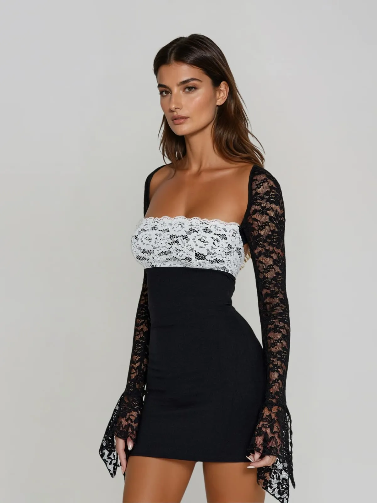 Zorylin Bell Sleeve Lace Mini Dress sold by Mew Mews product image thumbnail 2