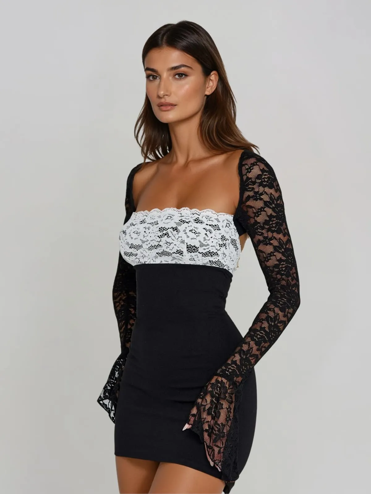 Zorylin Bell Sleeve Lace Mini Dress sold by Mew Mews product image thumbnail 3
