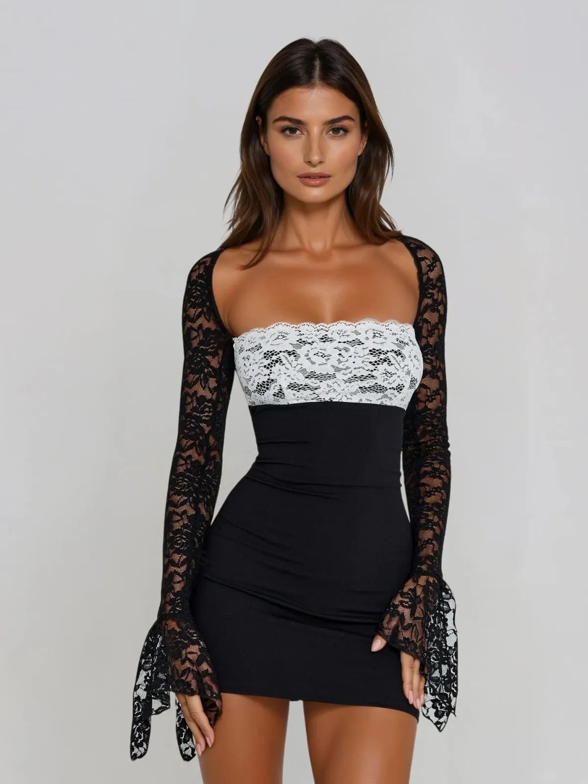 Zorylin Bell Sleeve Lace Mini Dress sold by Mew Mews
