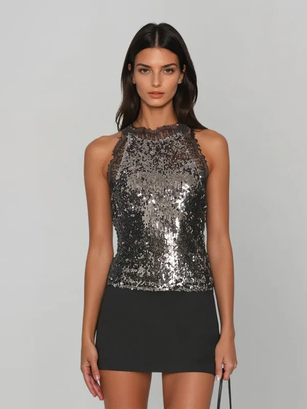 Javryn Sequin Lace Top made by Mew Mews