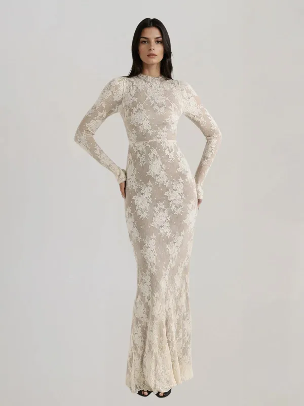 Dazorin Long Sleeve Lace Maxi dress made by Mew Mews