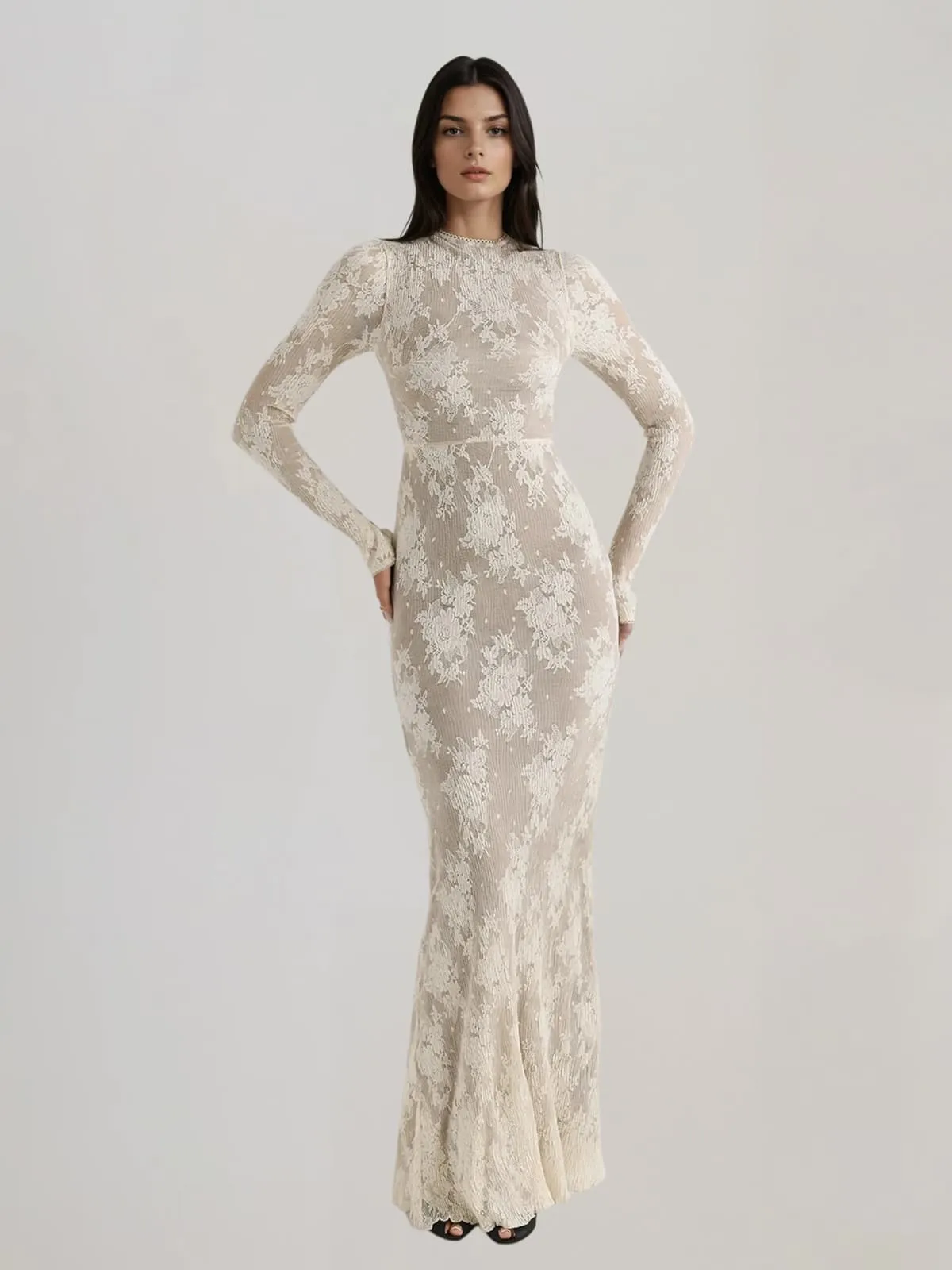 Dazorin Long Sleeve Lace Maxi dress sold by Mew Mews