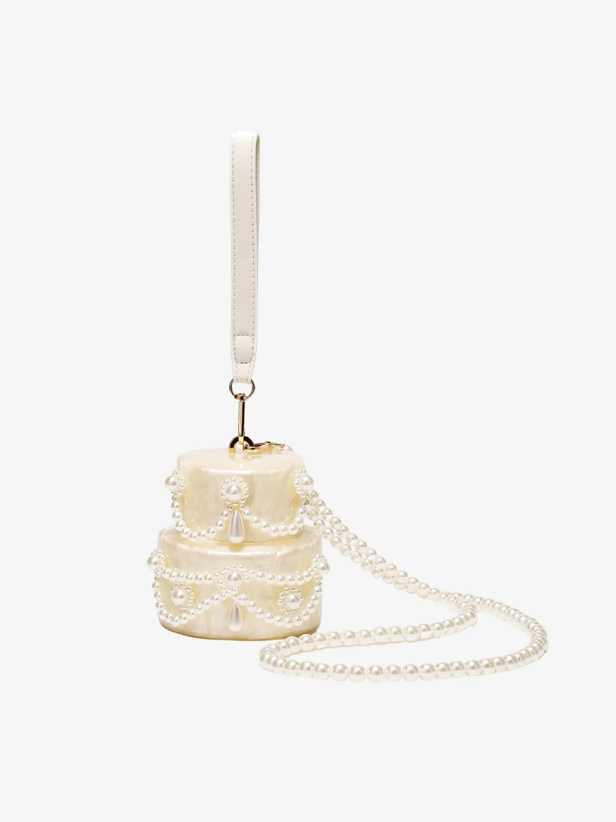 Elyxora Pearl Acrylic Cake Clutch In White sold by Mew Mews