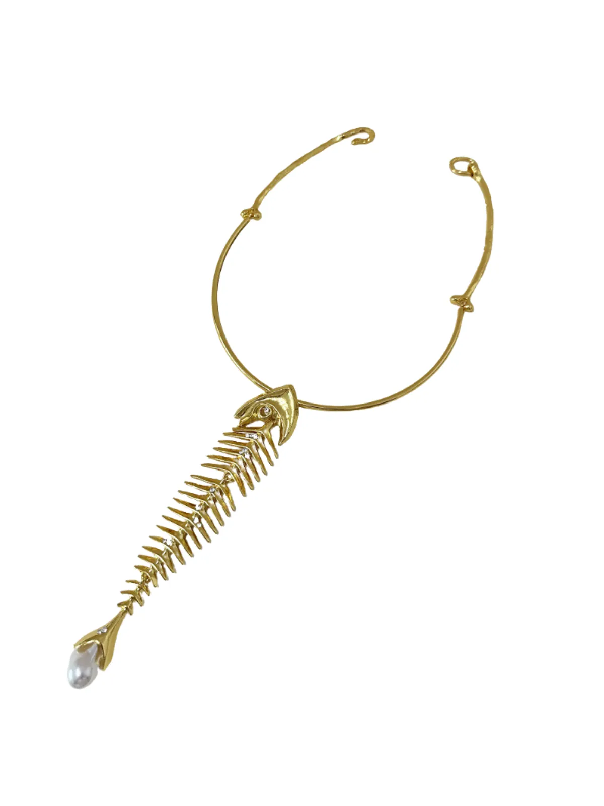 Soryxel Fishbone Pearl Pendant Choker sold by Mew Mews