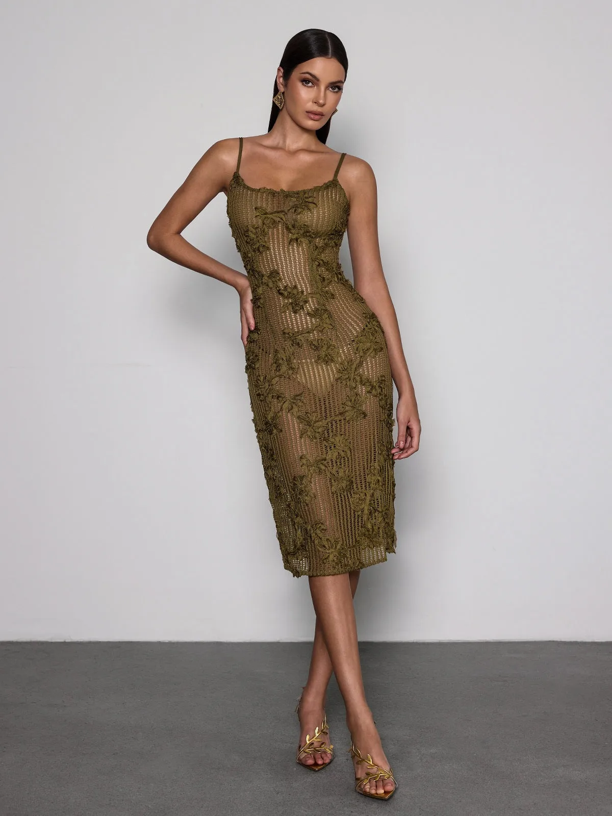 Kavira Spaghetti Flower Midi Dress sold by Mew Mews product image thumbnail 2