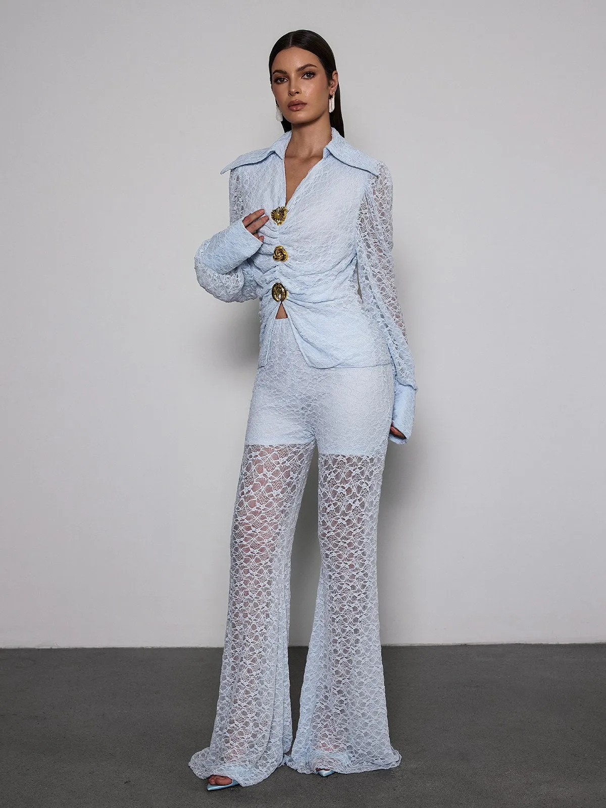 Noryxan Ruched Lace Flared Pants Set sold by Mew Mews product image thumbnail 4