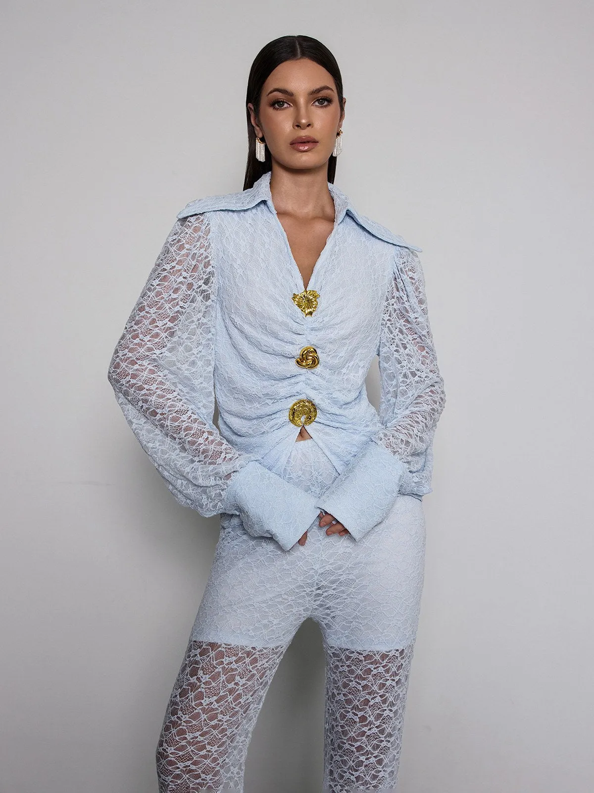 Noryxan Ruched Lace Flared Pants Set sold by Mew Mews product image thumbnail 3