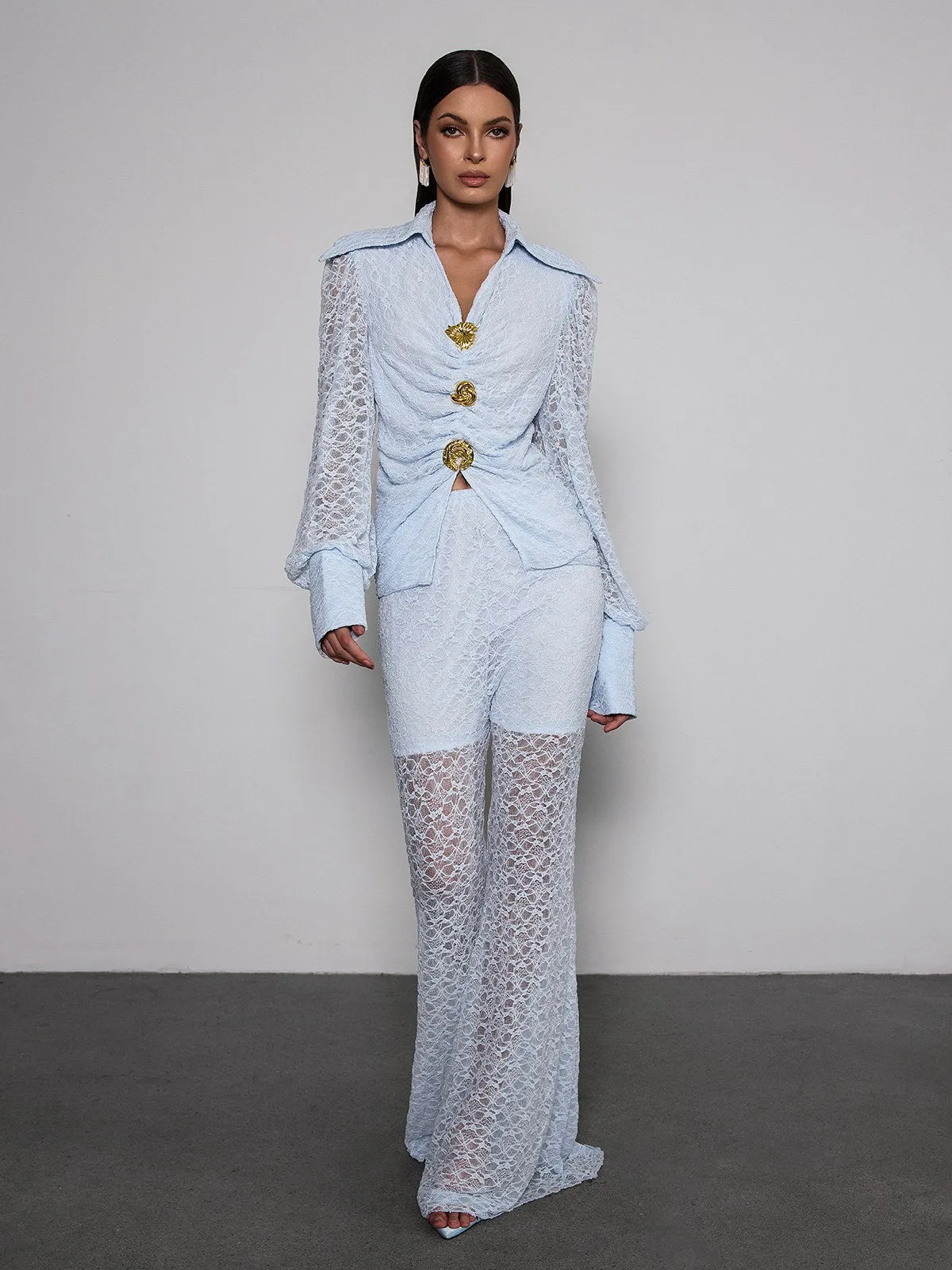 Noryxan Ruched Lace Flared Pants Set sold by Mew Mews product image thumbnail 5