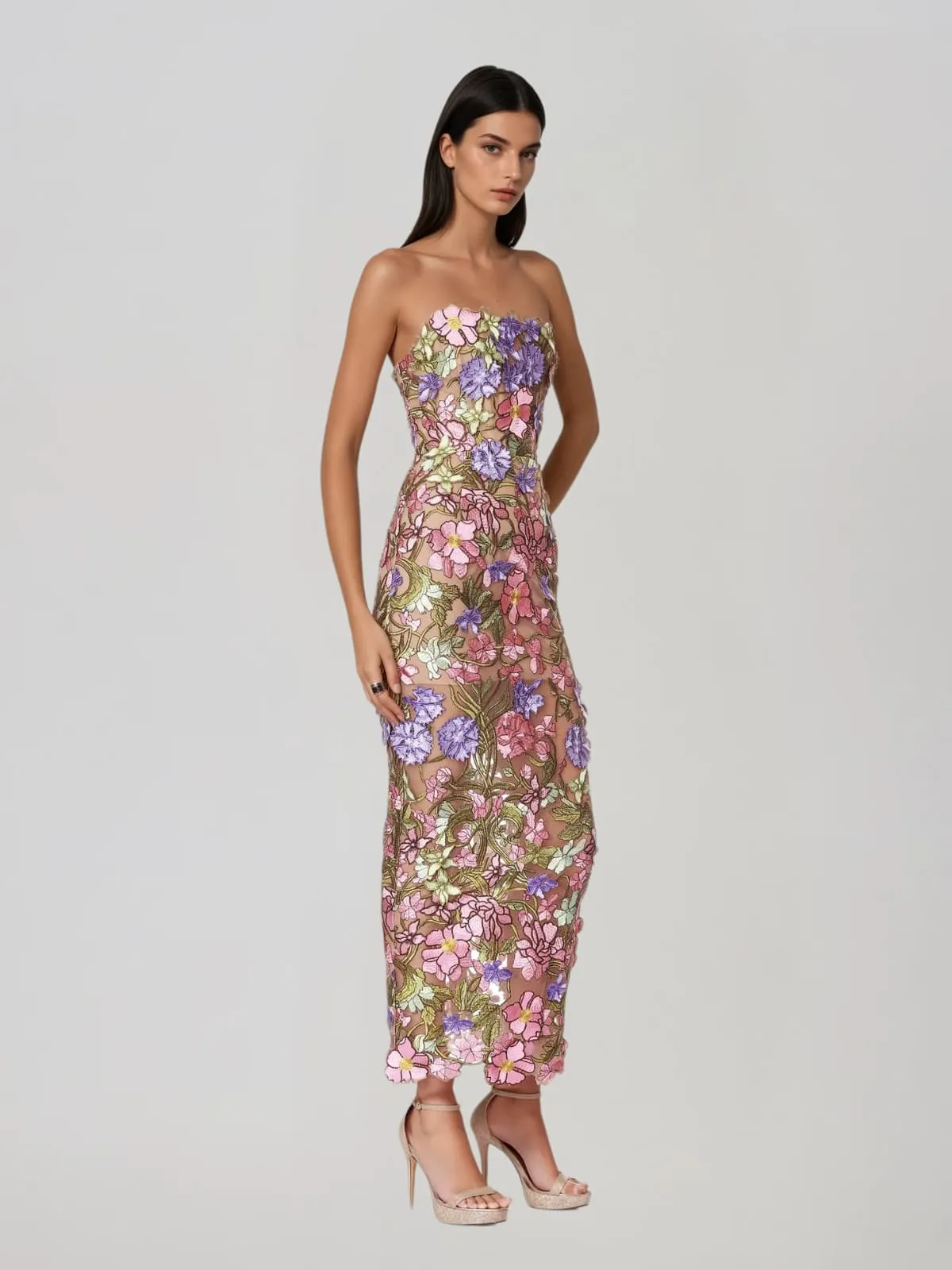 Eldrith Strapless Floral Embroidered Maxi Dress sold by Mew Mews product image thumbnail 3