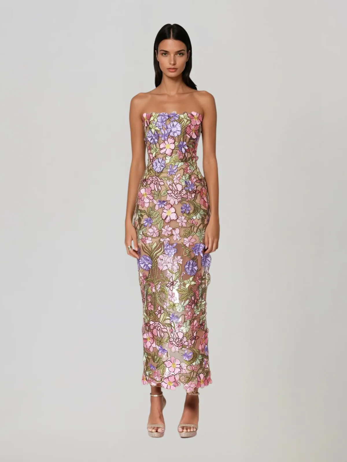 Eldrith Strapless Floral Embroidered Maxi Dress sold by Mew Mews product image thumbnail 2