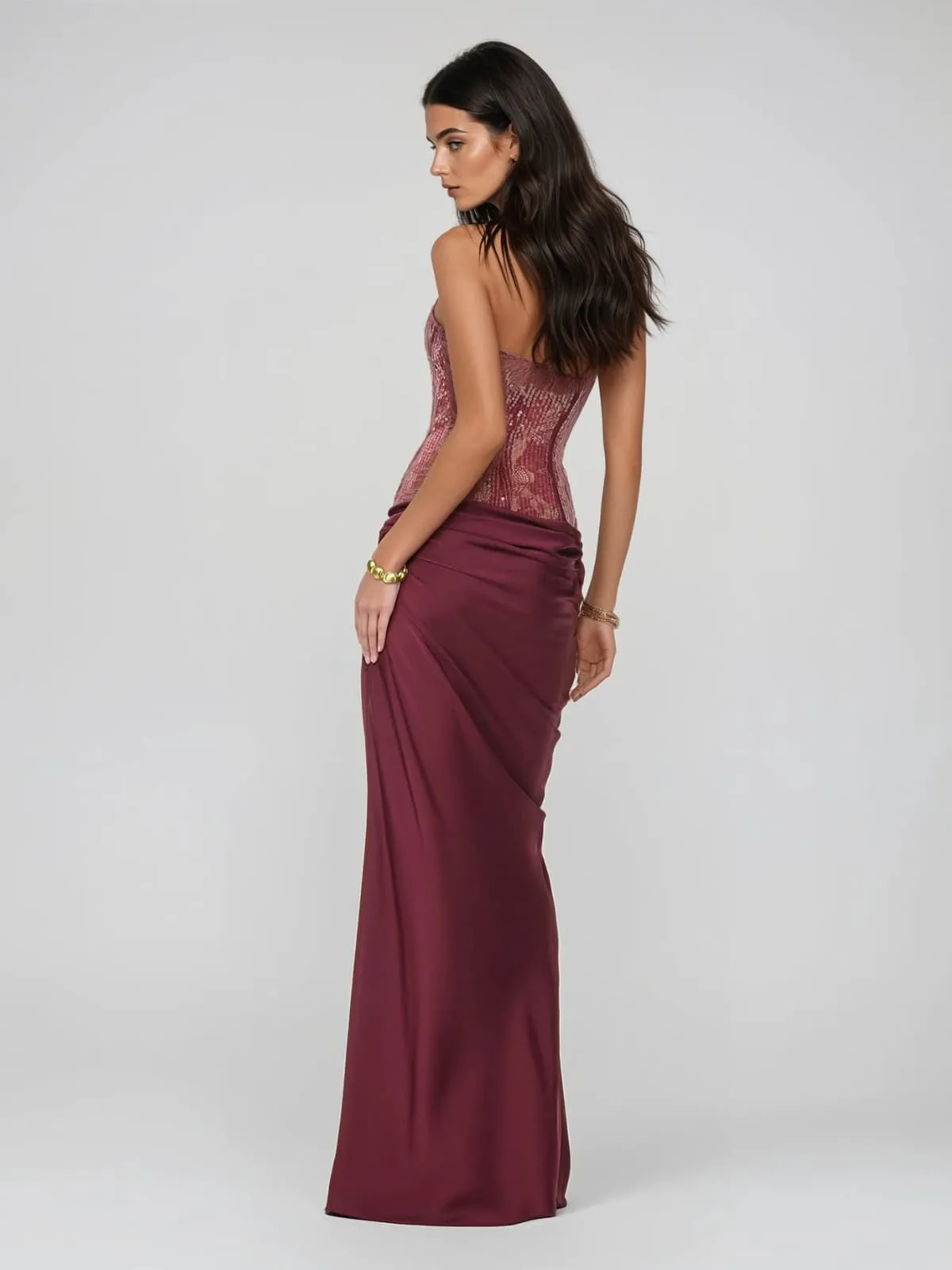 Sexila Strapless Lace Corset Maxi Dress sold by Mew Mews product image thumbnail 3