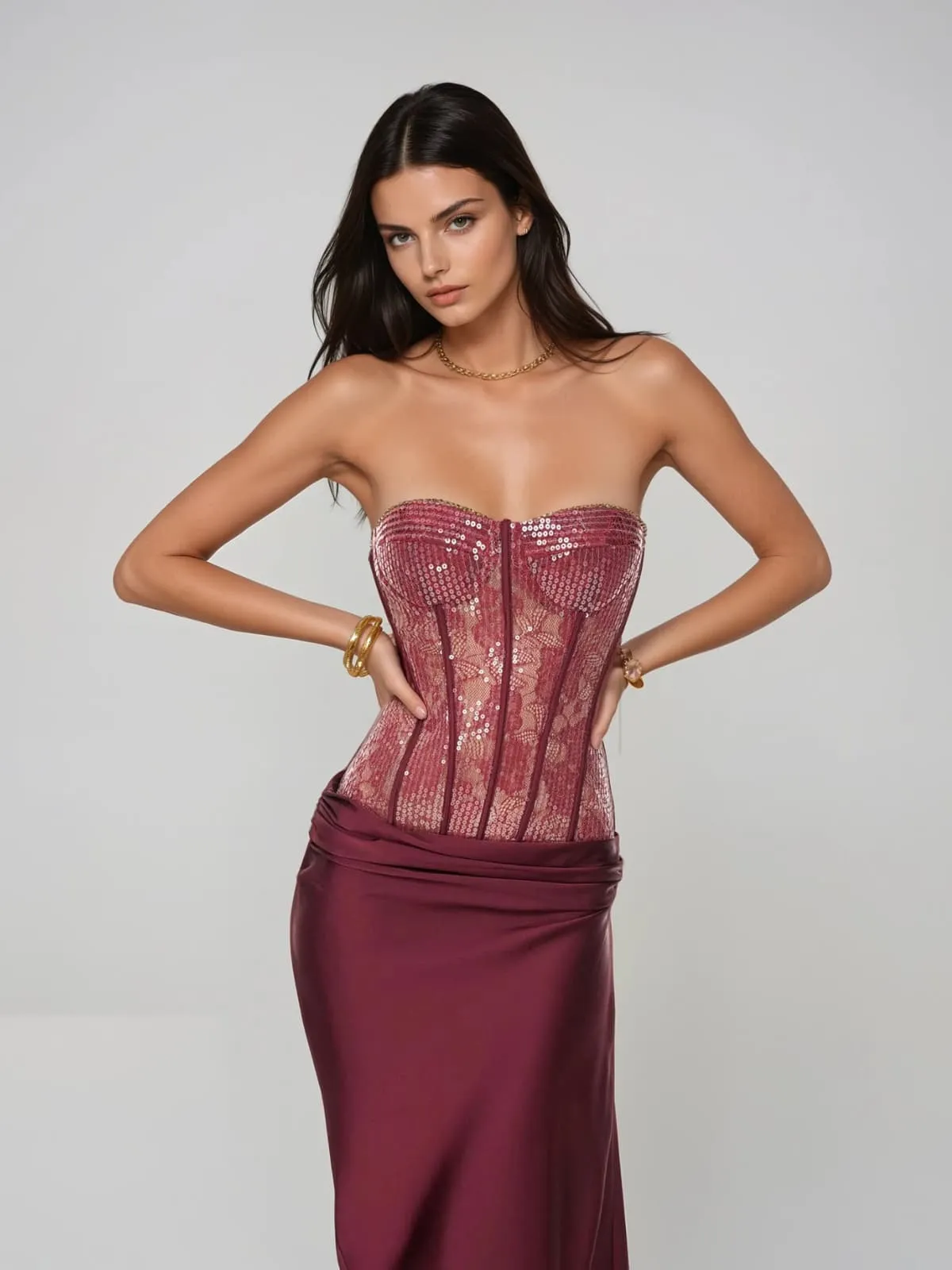 Sexila Strapless Lace Corset Maxi Dress sold by Mew Mews product image thumbnail 2