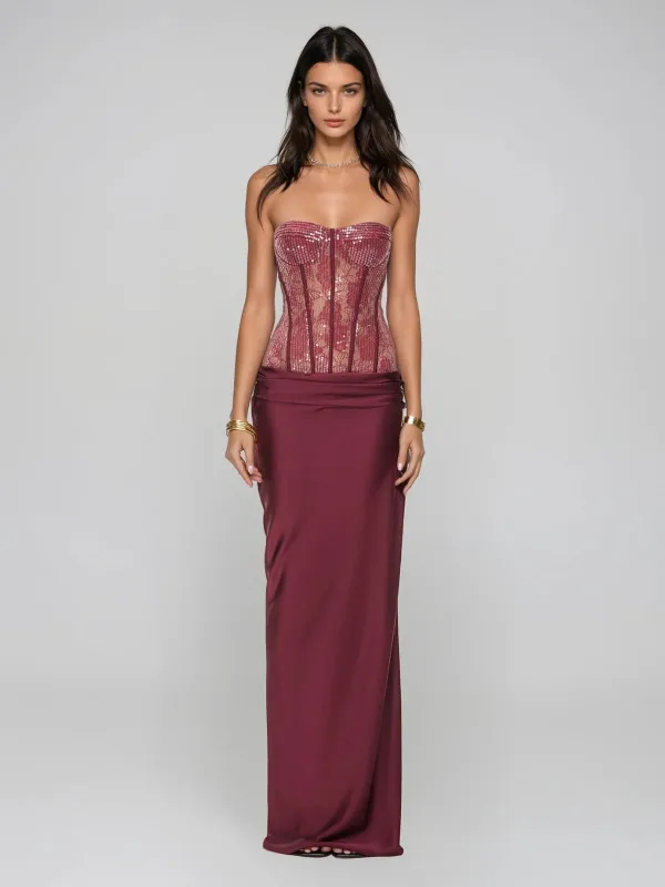 Sexila Strapless Lace Corset Maxi Dress sold by Mew Mews