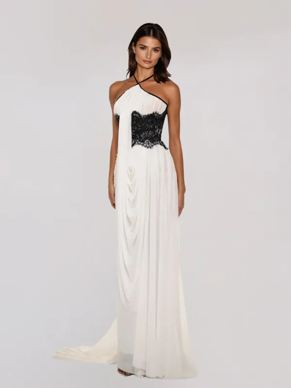 Falyx Halterneck Draped Maxi Dress made by Mew Mews