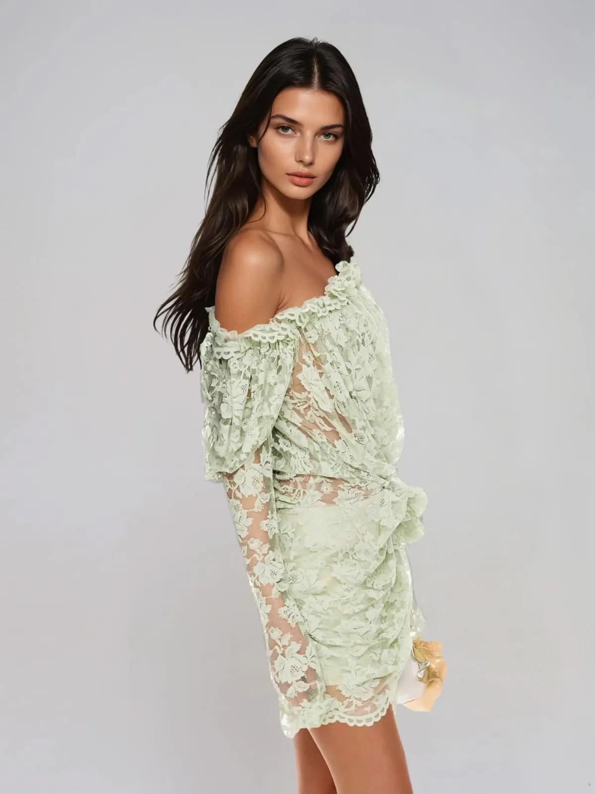 Chabela Lace Flower Mini Dress sold by Mew Mews product image thumbnail 2