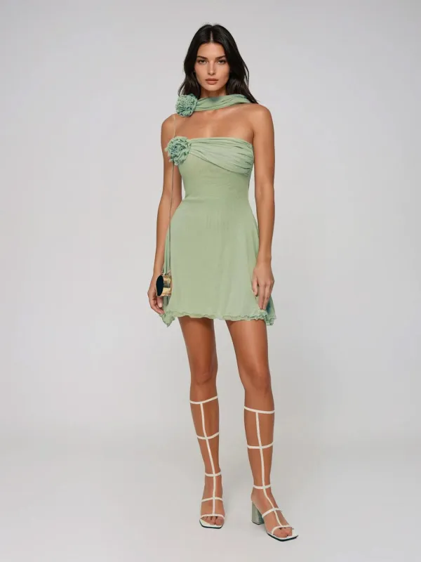 Hexila One Shoulder Flower Mini Dress sold by Mew Mews