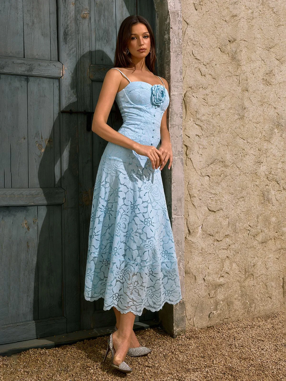 Dhanya Spaghetti Flower Midi Dress sold by Mew Mews product image thumbnail 2