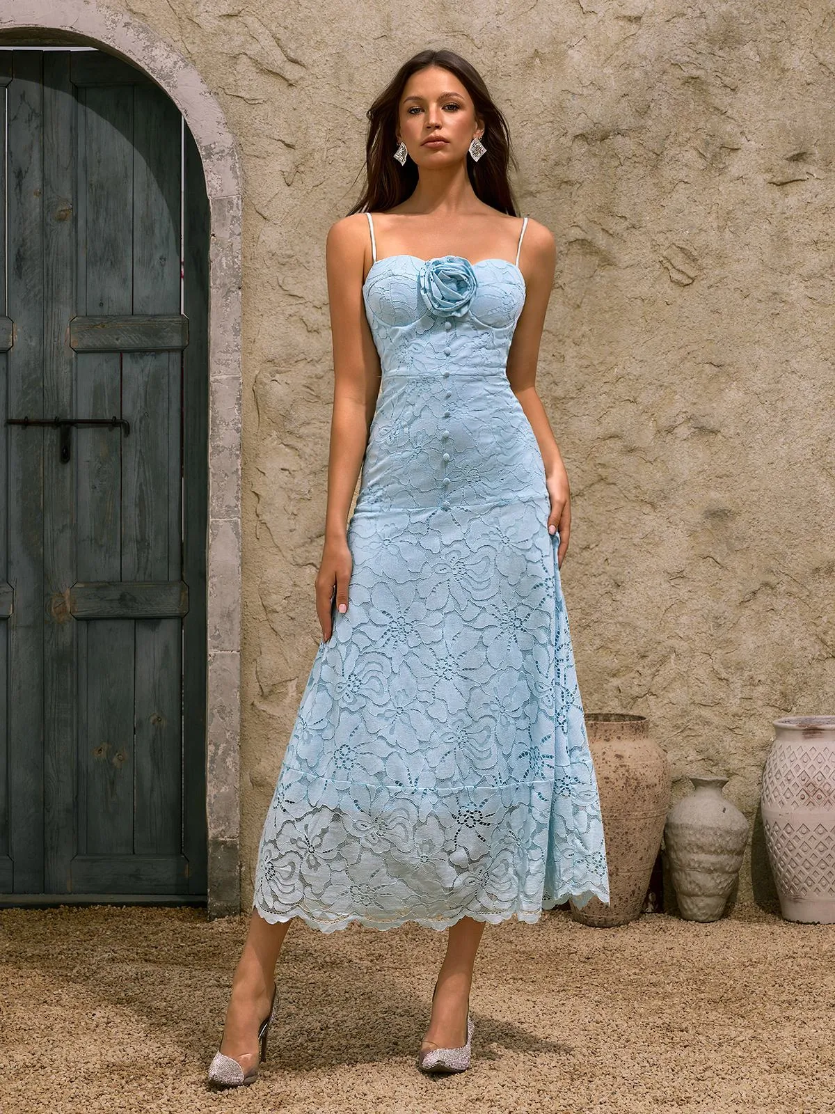 Dhanya Spaghetti Flower Midi Dress sold by Mew Mews product image thumbnail 3