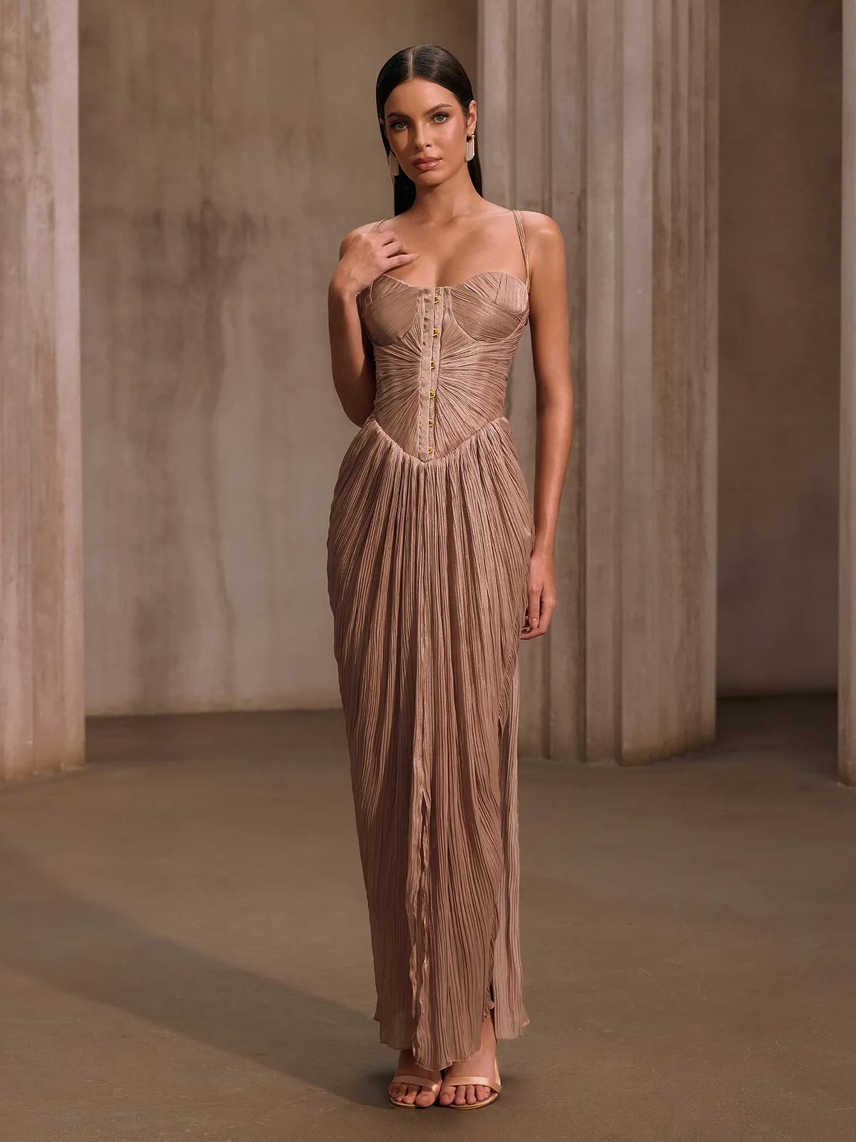 Heliox Metallic Corset Maxi Dress sold by Mew Mews product image thumbnail 4