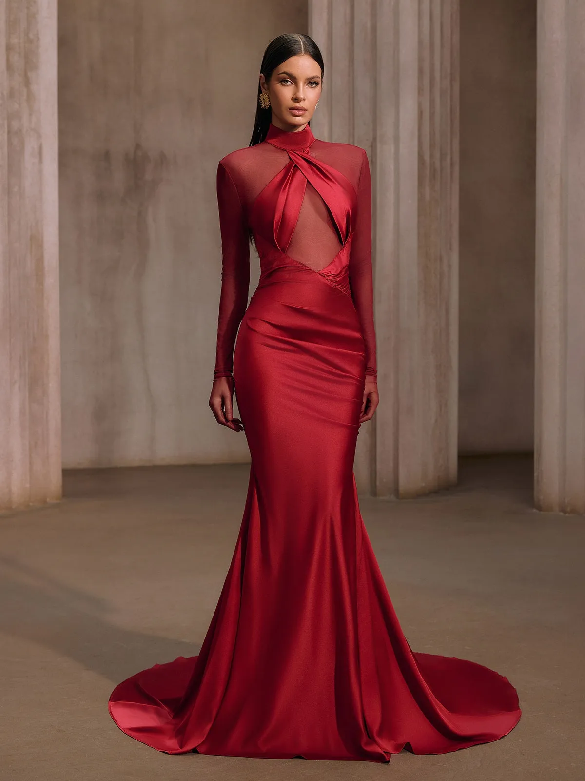 Lelyxor High Neck Satin Mermaid Maxi Dress sold by Mew Mews product image thumbnail 2