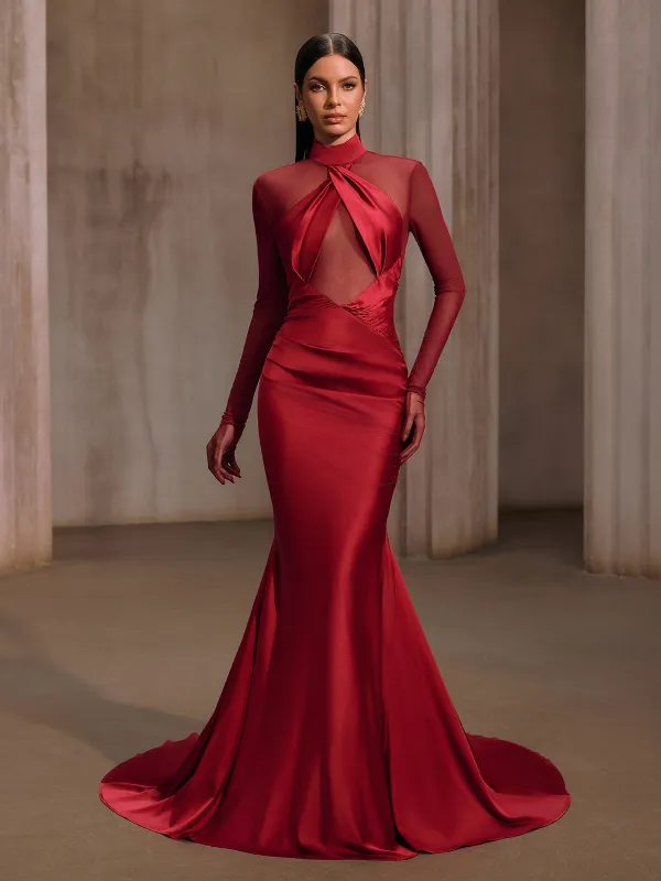 Lelyxor High Neck Satin Mermaid Maxi Dress made by Mew Mews