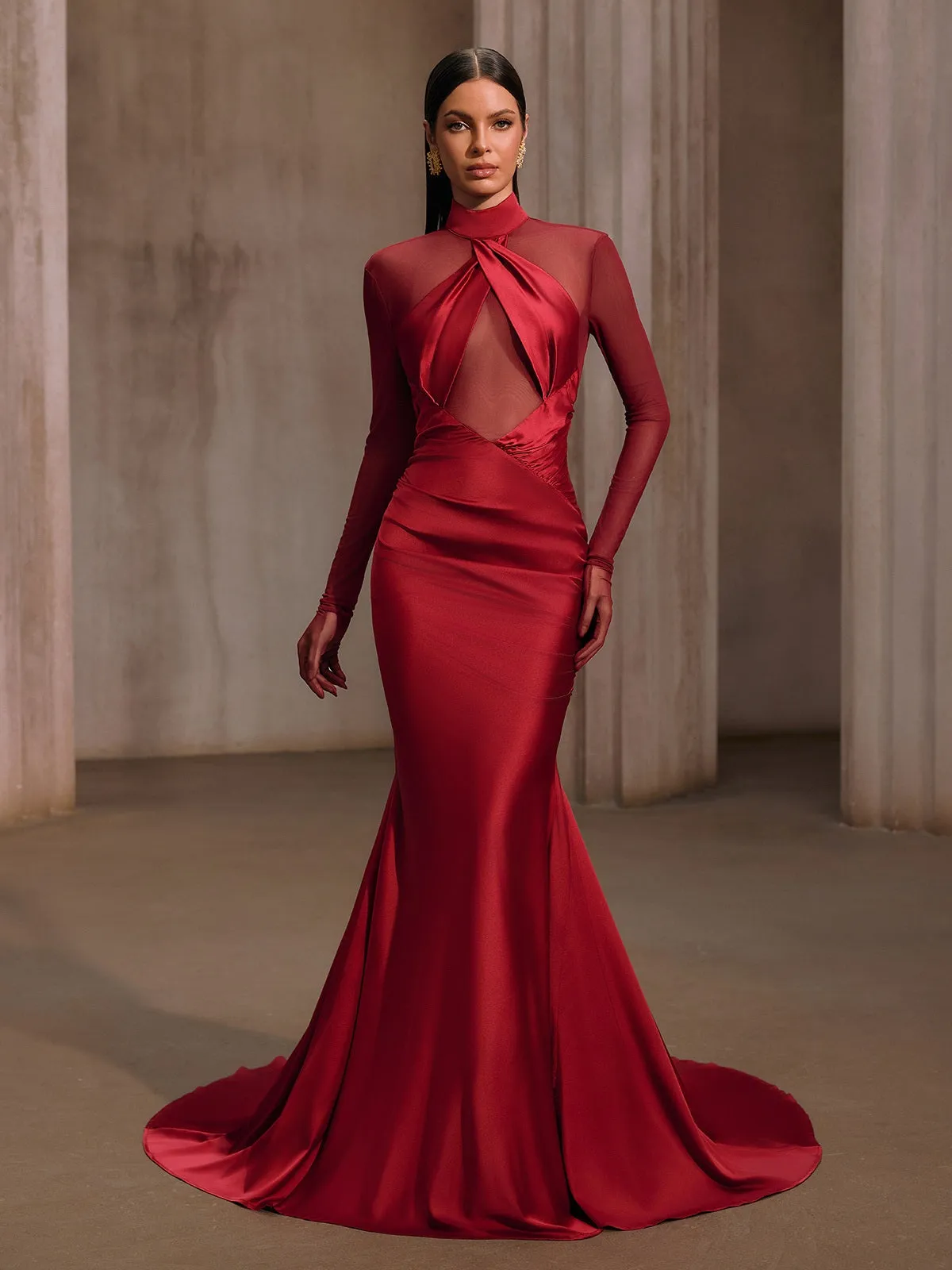 Lelyxor High Neck Satin Mermaid Maxi Dress sold by Mew Mews
