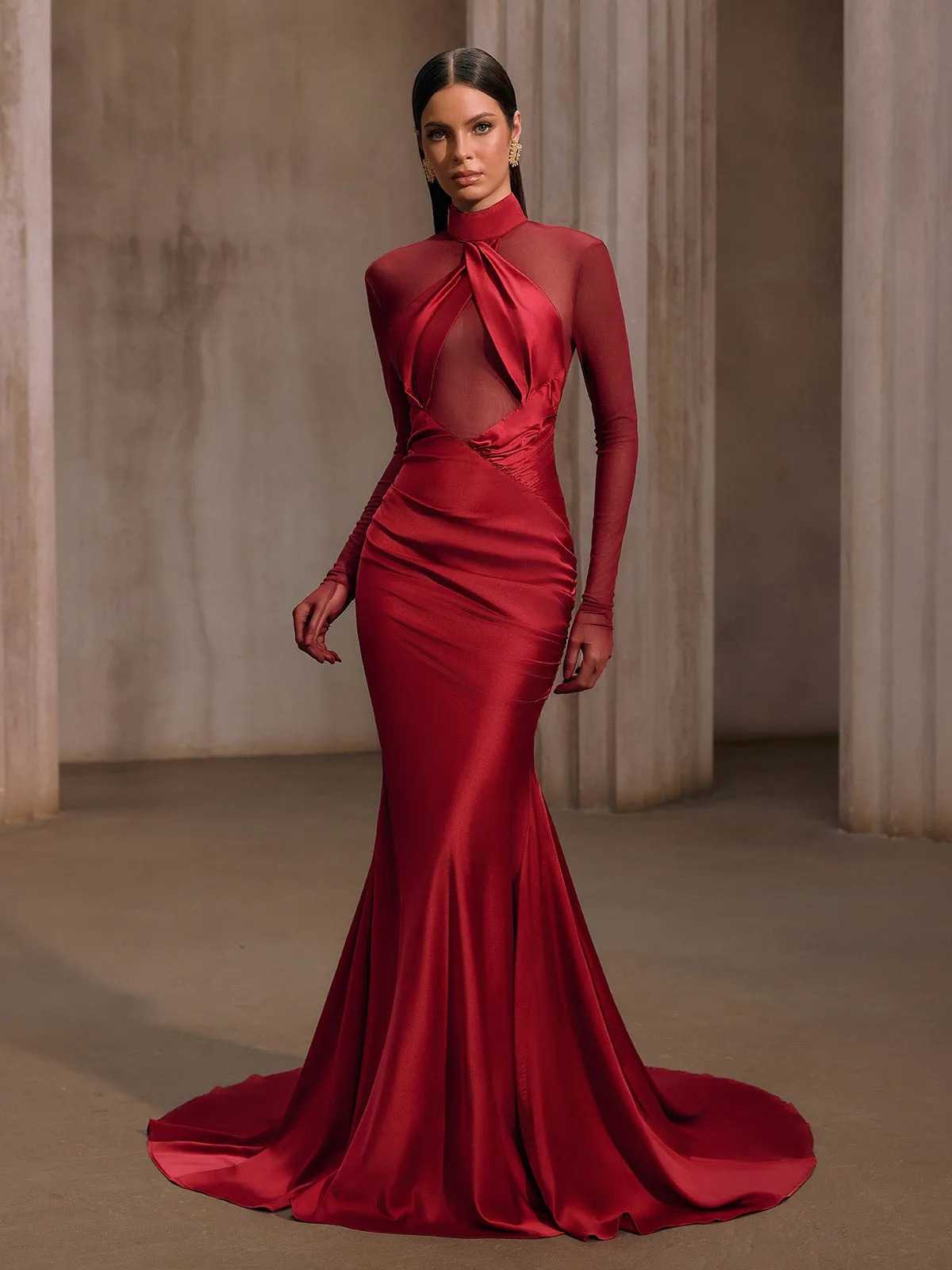 Lelyxor High Neck Satin Mermaid Maxi Dress sold by Mew Mews product image thumbnail 4