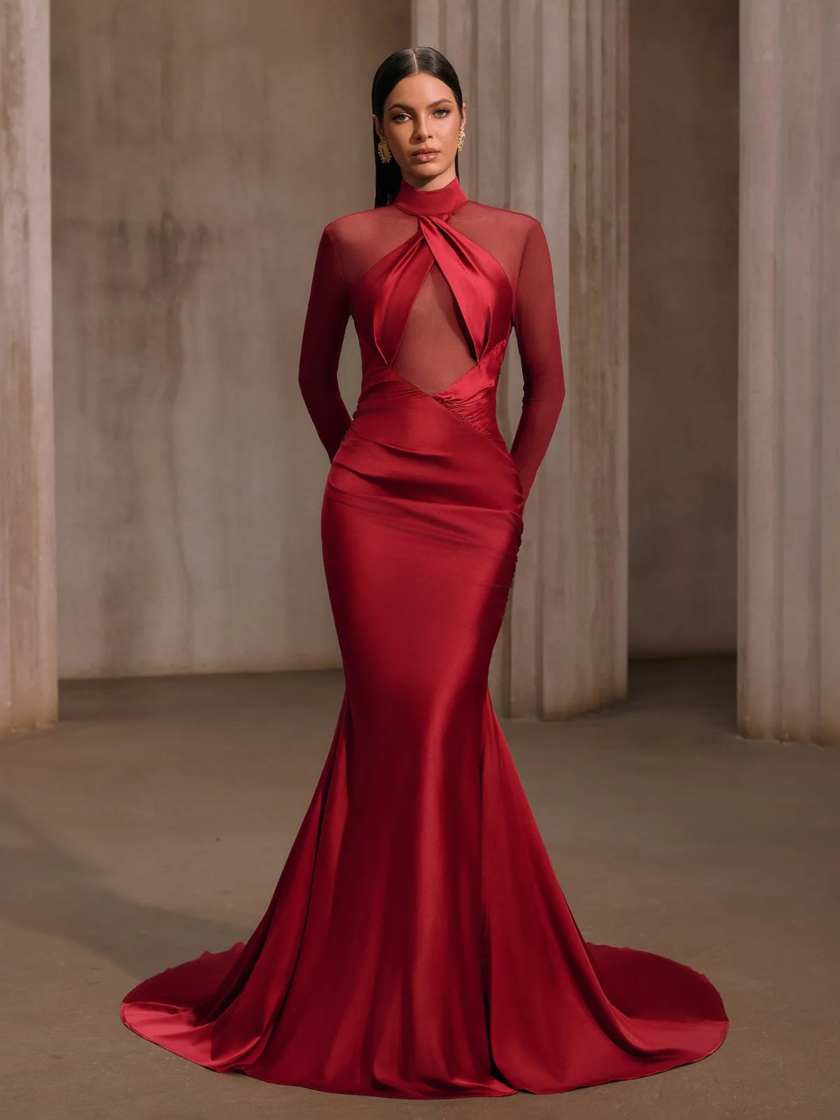 Lelyxor High Neck Satin Mermaid Maxi Dress sold by Mew Mews product image thumbnail 3