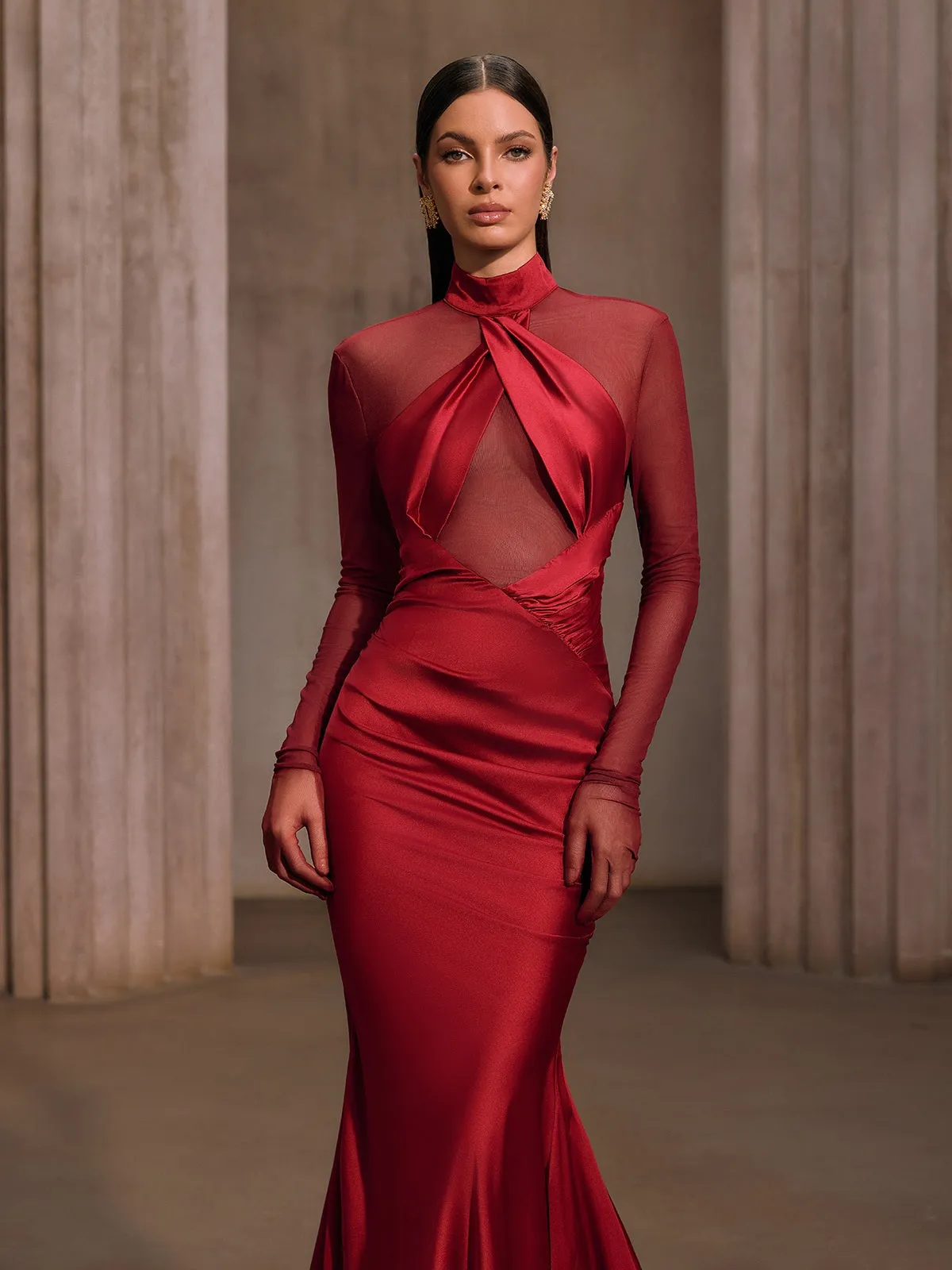 Lelyxor High Neck Satin Mermaid Maxi Dress sold by Mew Mews product image thumbnail 5