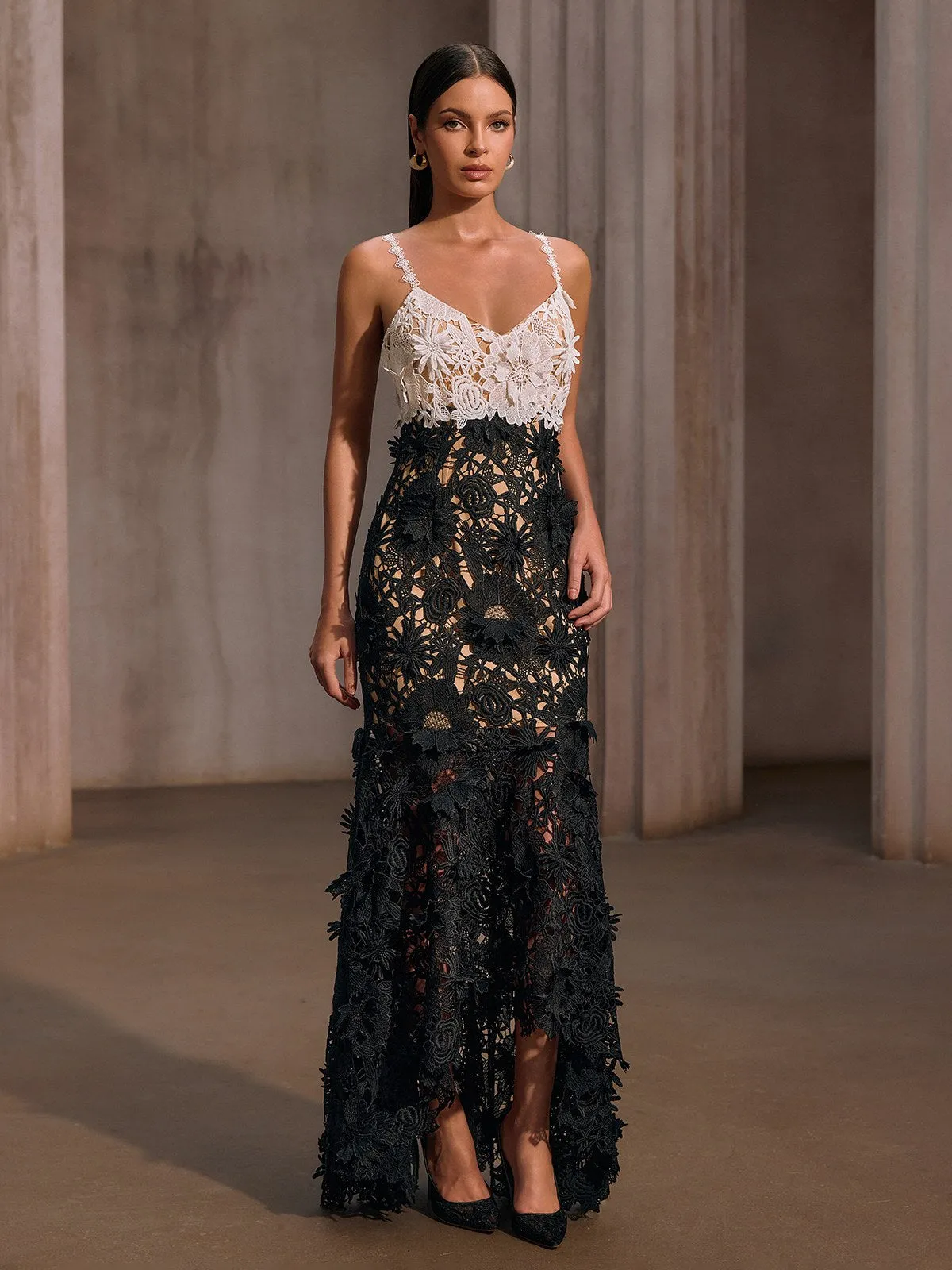 Bavoryx Spaghetti Embroidered Cutout Maxi Dress sold by Mew Mews product image thumbnail 4