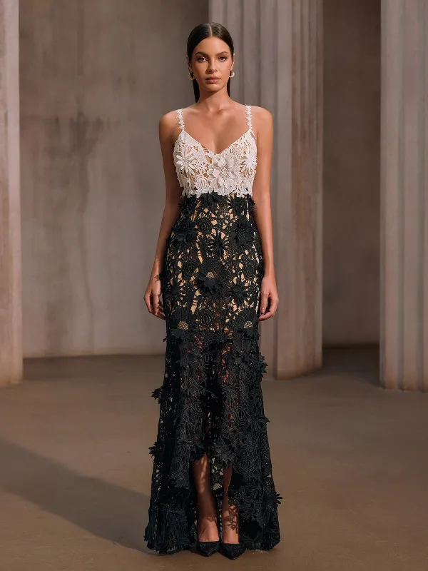 Bavoryx Spaghetti Embroidered Cutout Maxi Dress made by Mew Mews